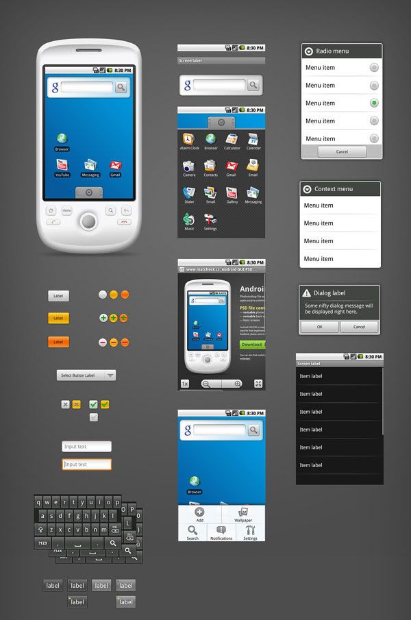 Google Android GUI PSD