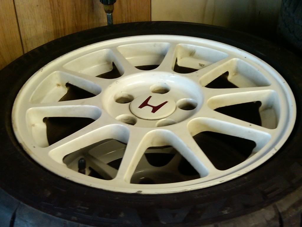 16 inch jdm itr spoke rims in championship white with Potenza re11 tires