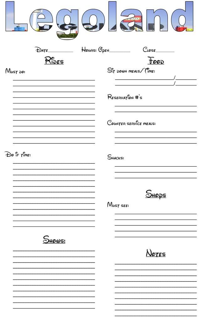 Planning Notebook Pages | Page 2 | The DIS Disney Discussion Forums