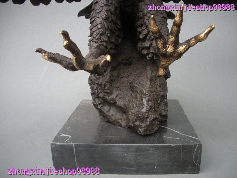 large 100% Bronze Open wings Eagle hunting Art statue  